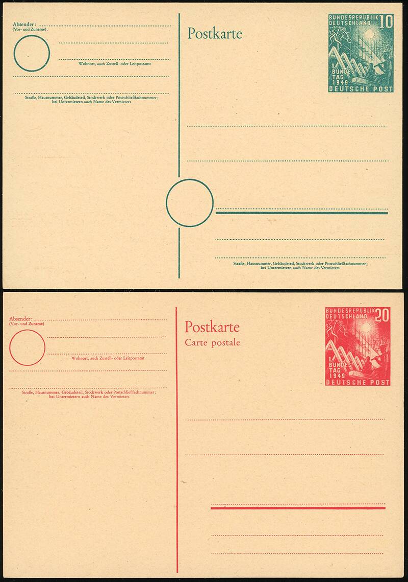 BRD 1949, Sonderpostkarten PSo 1-2