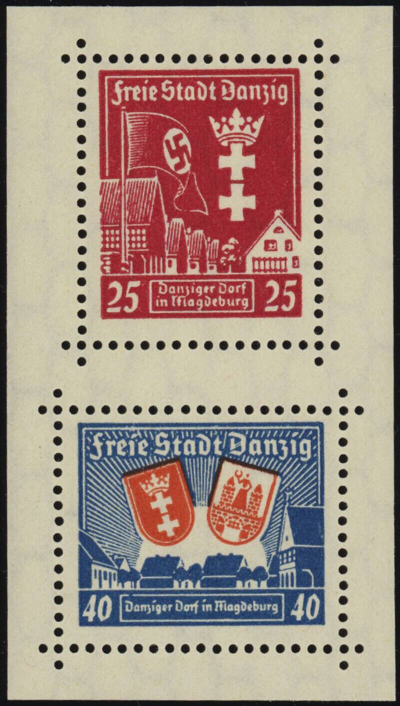 DANZIG 1937 MiNr. 274-275 X Herzstück aus Block 3