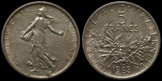 FRANKREICH 5 Francs Silber aus 1959-1969