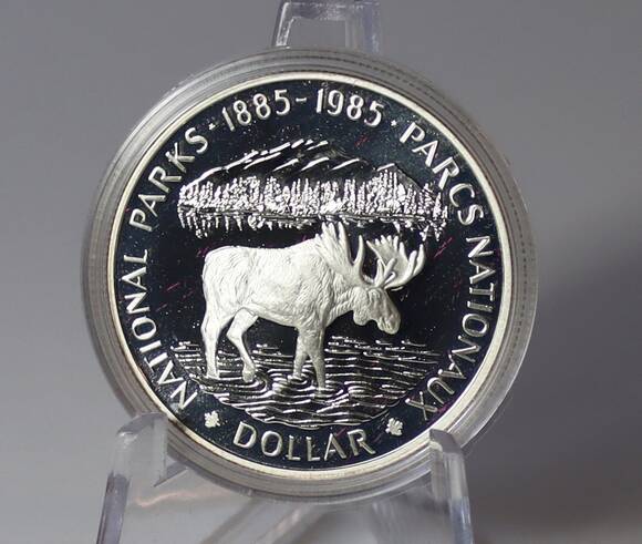 KANADA 1985 1 Silberdollar 100 Jahre Rocky Mountains Nationalpark