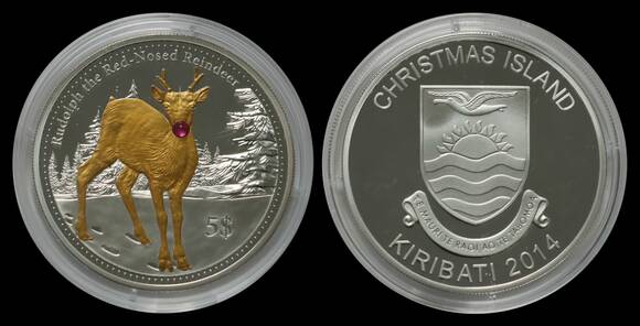 KIRIBATI 2014, 5 Dollars Silber "Weihnachten"