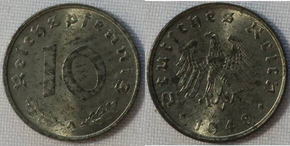 ALLIIERTE BESATZUNG 10 Reichspfennig 1948 A, Jaeger 375