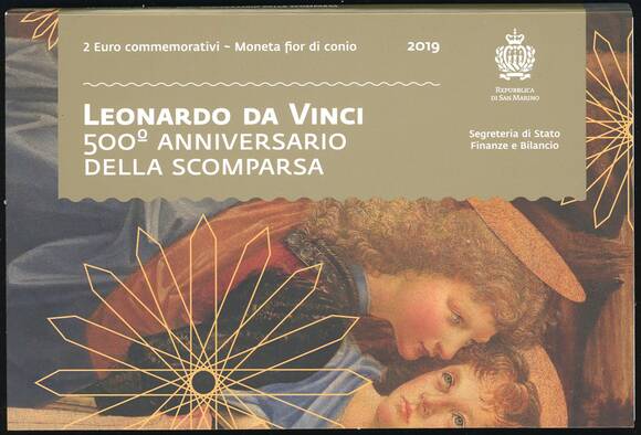 SAN MARINO 2 Euro 2019 Leonardo da Vinci