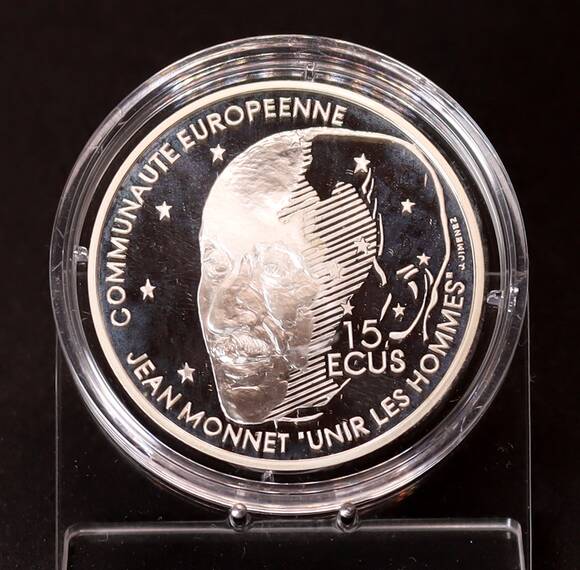FRANKREICH 100 Francs - 15 Ecu 1992 Jean Monnet