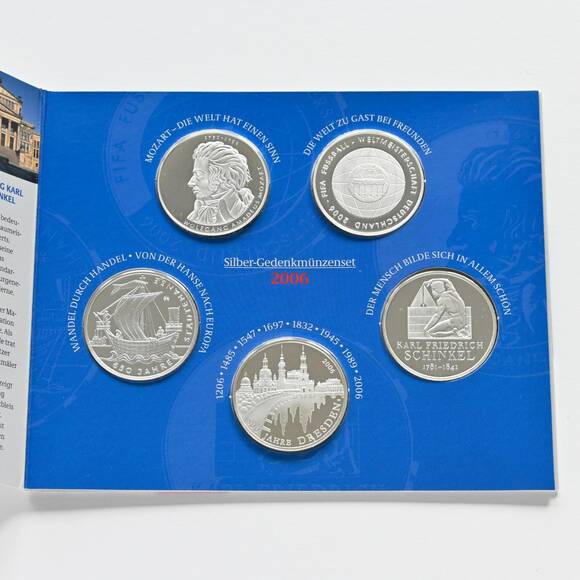 BRD 2006 Silber-Gedenkmünzen 5mal 10 Euro