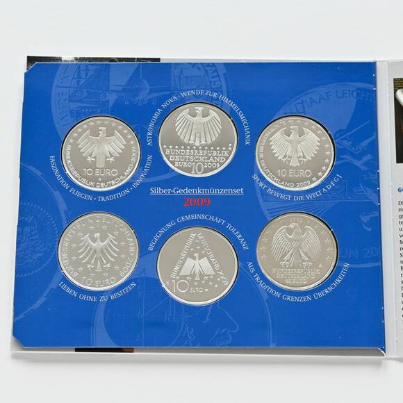 BRD 2009 Silber-Gedenkmünzen 6mal 10 Euro