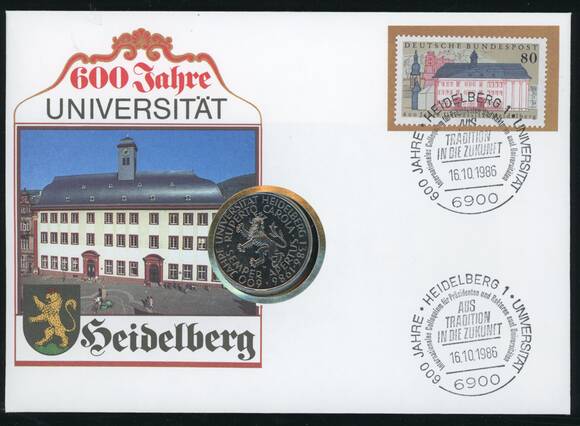 BRD 1986/1986 Numisbrief 600 Jahre Universität Heidelberg