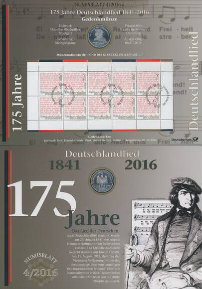 NUMISBLATT 4/2016 Deutsche Post mit Silber-Gedenkmünze 20 Euro