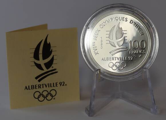 FRANKREICH 100 Francs 1990 Olympische Spiele Albertville 1992