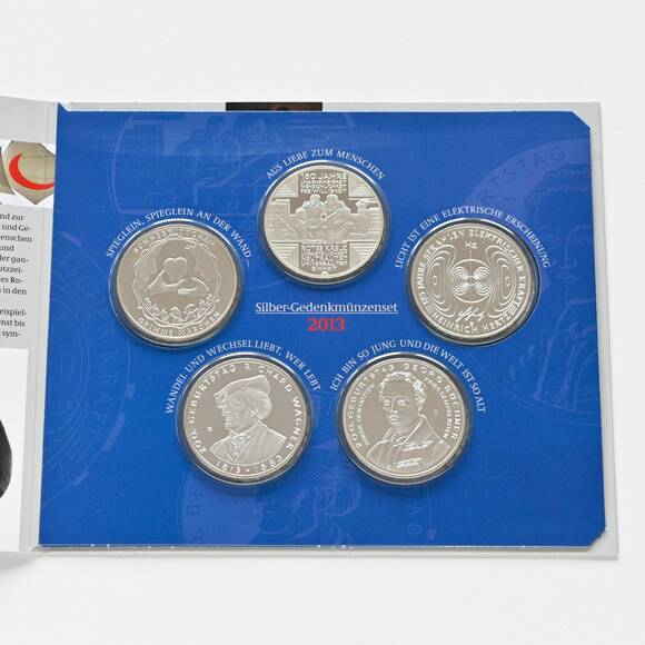 BRD 2013 Silber-Gedenkmünzen 5mal 10 Euro