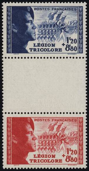 Frankreich 1942 MiNr. 576-577 Dreierstreifen
