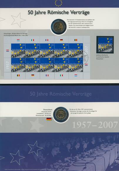 50 JAHRE RÖMISCHE VERTRÄGE 1957-2007 mit 13 x 2 Euro Komplettset