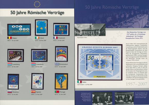 50 JAHRE RÖMISCHE VERTRÄGE 1957-2007 mit 13 x 2 Euro Komplettset