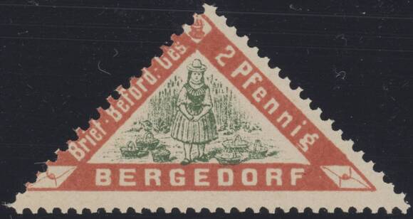 BERGEDORF 1887, Brief-Beförderungs-Gesellschaft, 2 Pfg.