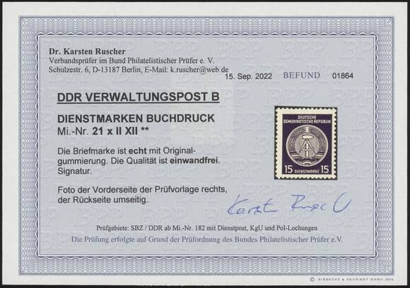 DDR-Dienst MiNr. A 21 xII XII