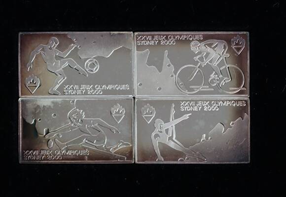 BENIN 1999 Set mit vier Mosaik-Silbermünzen Olympische Spiele 2000