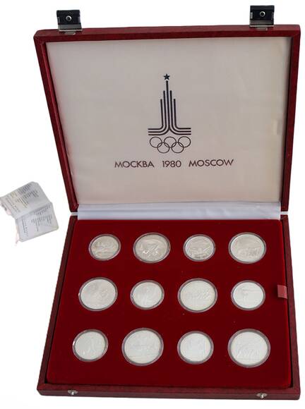 SOWJETUNION komplette Sammlung 14 x 5 und 14 x10 Rubel Olympische Spiele 1980