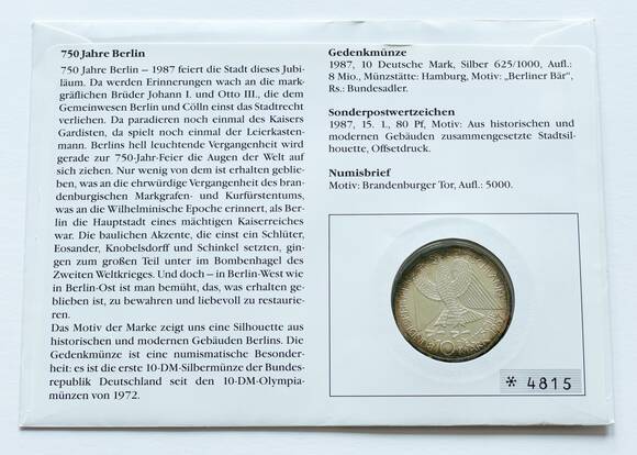 BRD 1987/1987 Numisbrief 750 Jahre Berlin