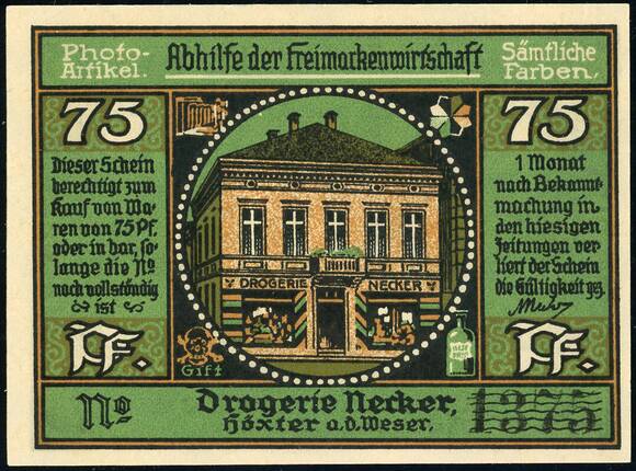 Höxter 1922 Drogerie Necker 617.1 a) 75 Pfg.