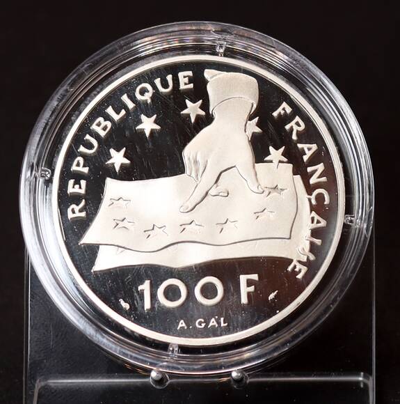 FRANKREICH 100 Francs - 15 Ecu 1991 Descartes