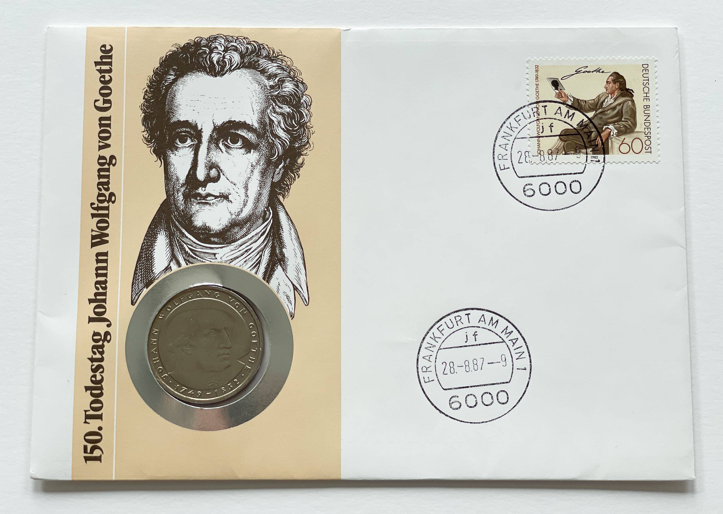 BRD 1982/1987 Numisbrief 150. Todestag Johann Wolfgang von Goethe