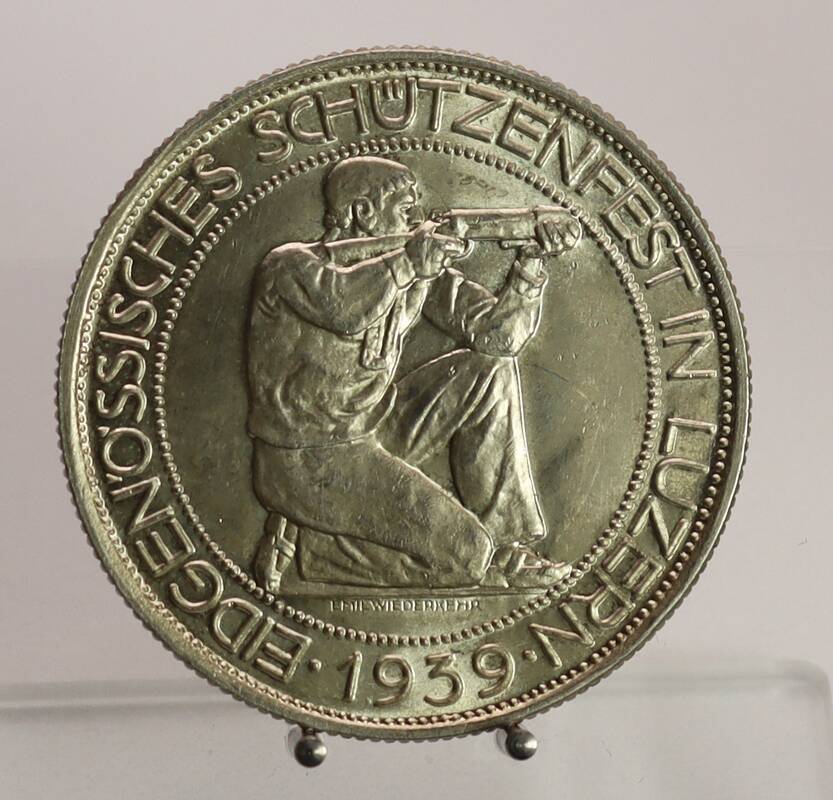 SCHWEIZ 1939 Schützentaler 5 Franken Luzern
