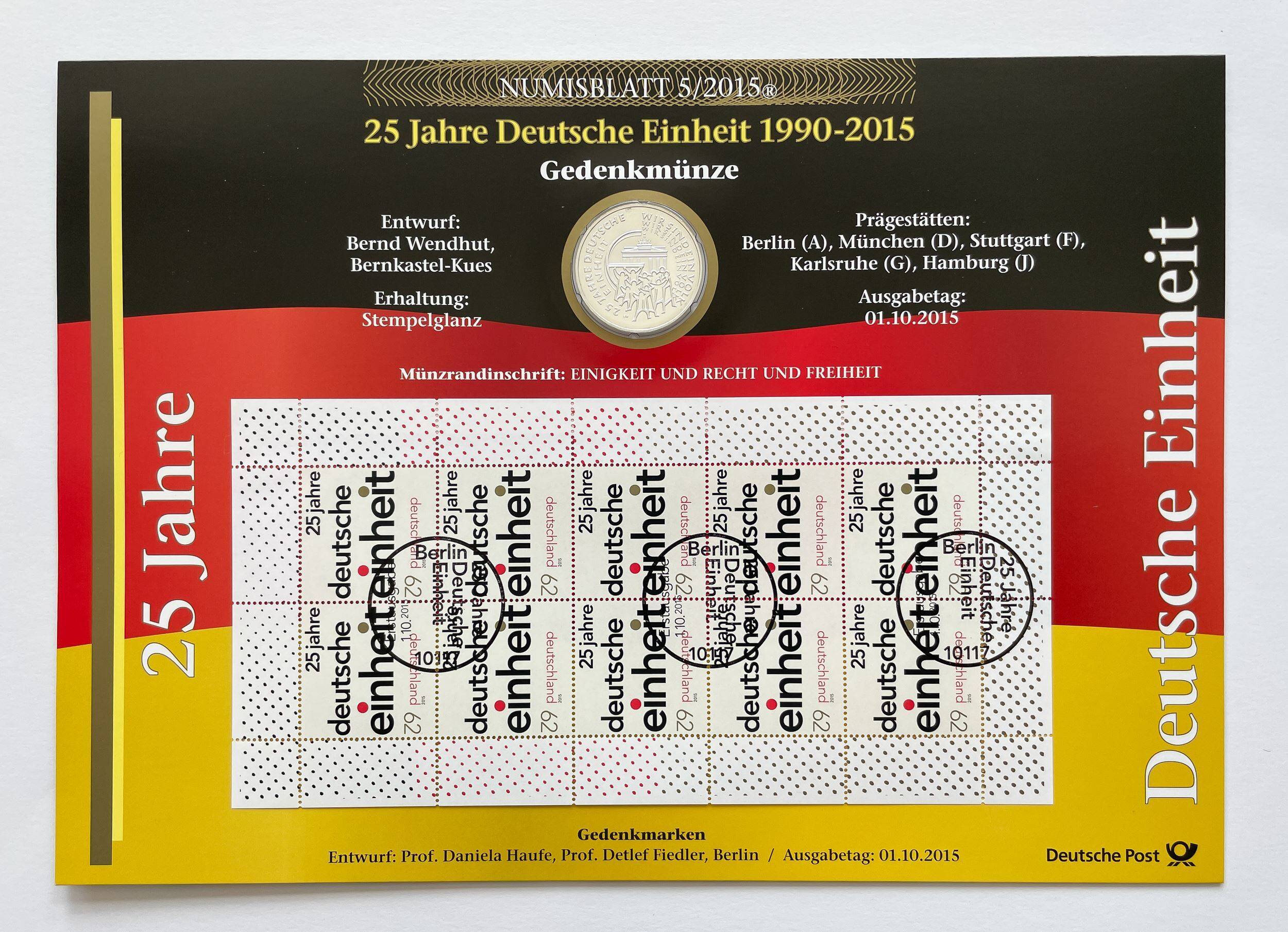 NUMISBLATT 5/2015 Deutsche Post mit Silber-Gedenkmünze 25 Euro