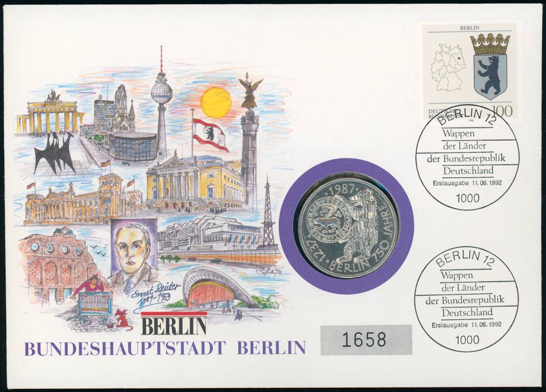 BRD 1987/1992 Numisbrief "Bundeshauptstadt Berlin"