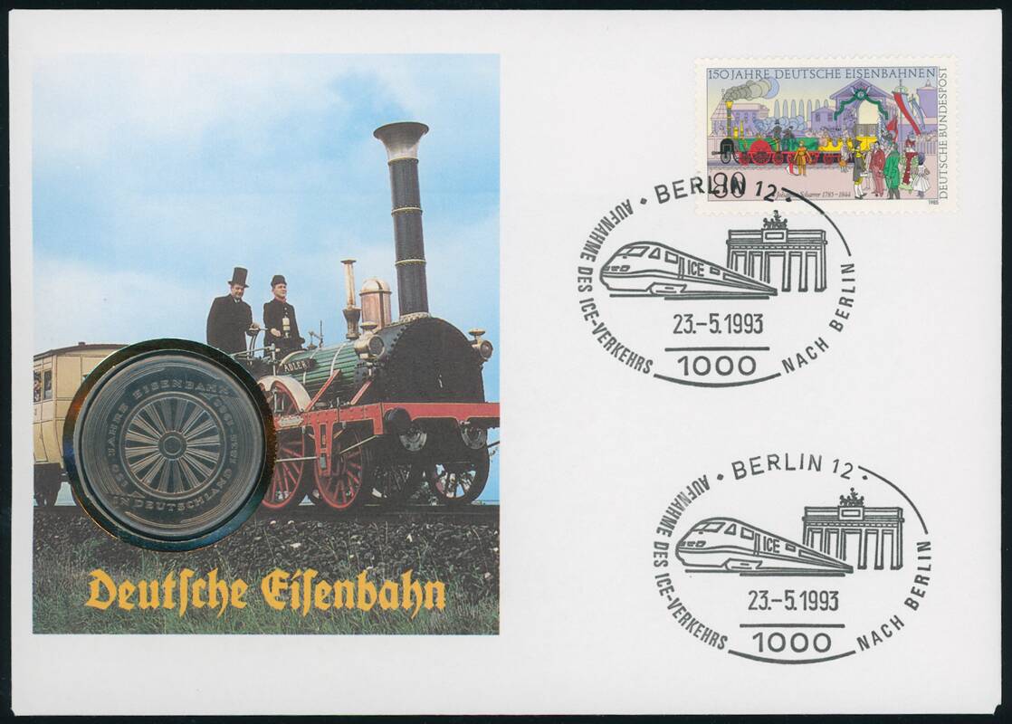 BRD 1985/1993 Numisbrief "Geschichte der Deutschen Eisenbahn"