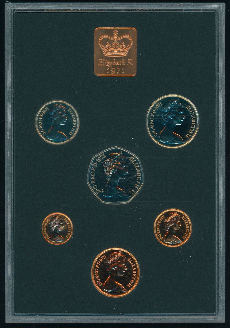GROSSBRITANNIEN 1971 Kursmünzensatz Proofset
