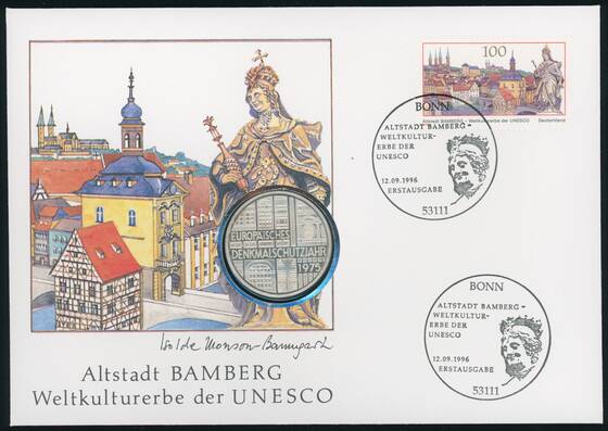 BRD 1975/1996 Numisbrief Altstadt Bamberg, Weltkulturerbe der UNESCO