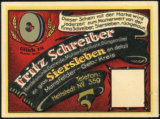 Siersleben 1922 Fritz Schreiber 1227.1 b) Blanko