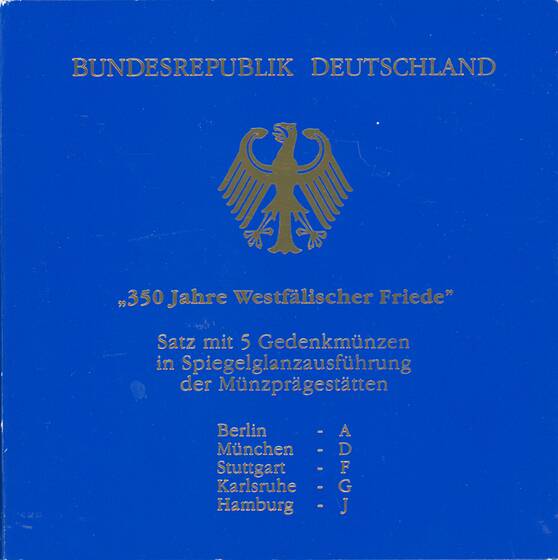 BRD 1998 5 x 10 DM 350 Jahre Westfälischer Friede PP Blister II. Wahl