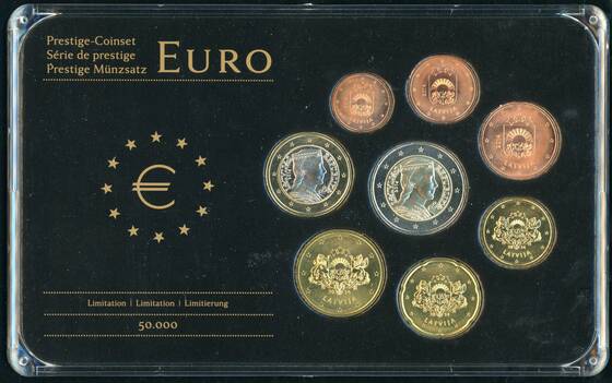 LETTLAND 2014 Euro-Kursmünzsatz im Prestige-Coinset