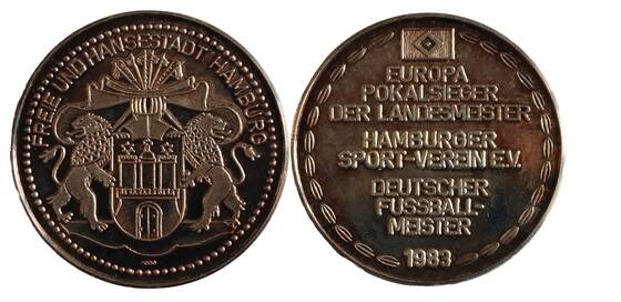 HAMBURGER SPORTVEREIN Europa Pokalsieger und Deutscher Meister Feinsilber-Medaille 1986