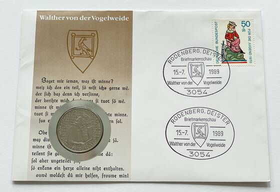 BRD 1980/1989 Numisbrief Walther von der Vogelweide