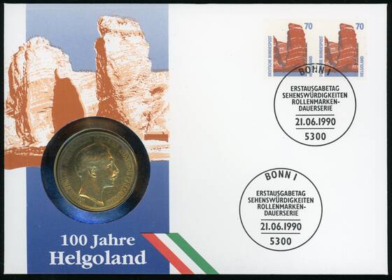 PREUSSEN 1908-1912/1990 Numisbrief 100 Jahre Helgoland 