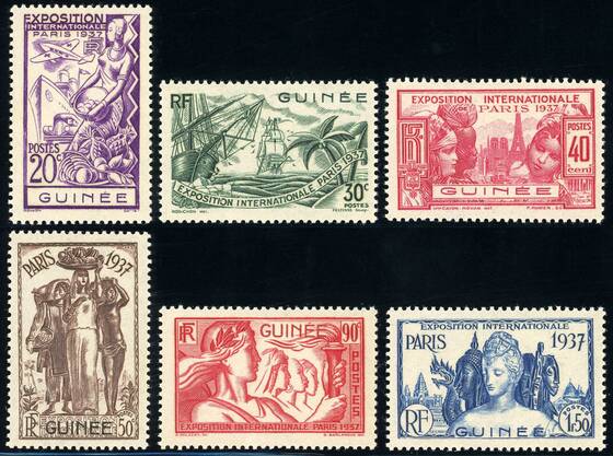 FRANZÖSISCH-GUINEA 1937 MiNr. 121-126