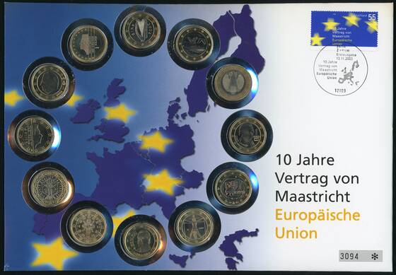 EUROPÄISCHE UNION 2000/2003 Numisbrief 10 Jahre Vertrag von Maastricht