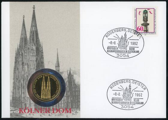BRD 1980/1992 Numisbrief Kölner Dom