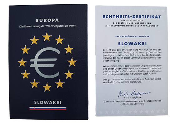 SLOWAKEI 2009 Euro-Kursmünzsatz mit Sterlingsilber-Medaille