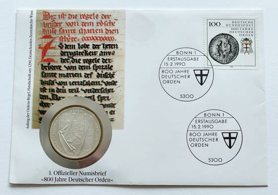 BRD 1990/1990 Numisbrief 800 Jahre Deutscher Orden