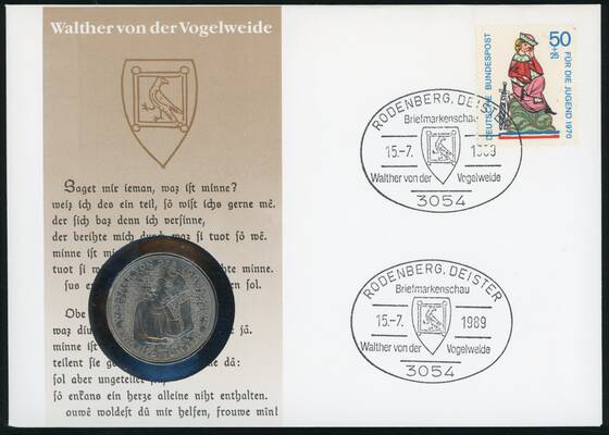 BRD 1980/1989 Numisbrief Walther von der Vogelweide