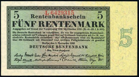 Weimar 5 Rentenmark DEU-201 b)