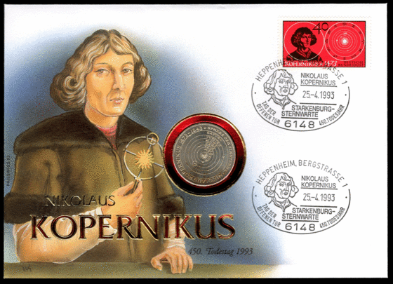 BRD 1973/1993 Numisbrief 450. Todestag Nikolaus Kopernikus