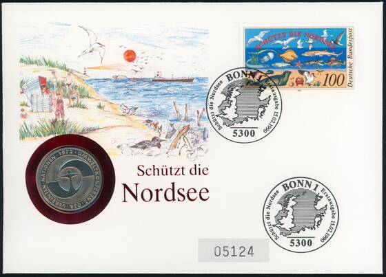 BRD 1982/1990 Numisbrief "Schützt die Nordsee"