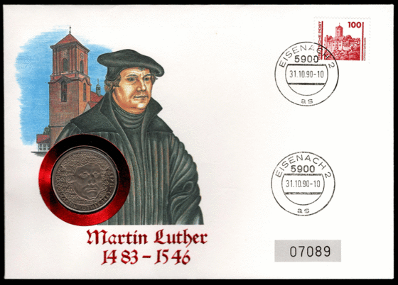 BRD 1983/1990 Numisbrief, Martin Luther 1483-1546