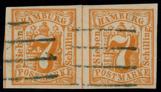 HAMBURG 1859 MiNr. 6 waagerechtes Paar