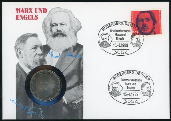 BRD 1983/1989 Numisbrief Karl Marx und Friedrich Engels