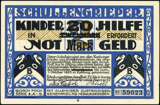 Hamburg 1925 Erholungsstätten Gesellschaft e.V. 526.2 20 Mk.